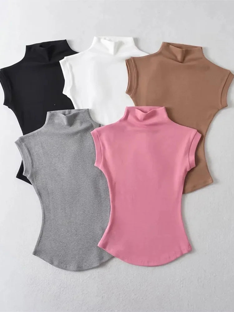 Mock Neck Sleeveless Top