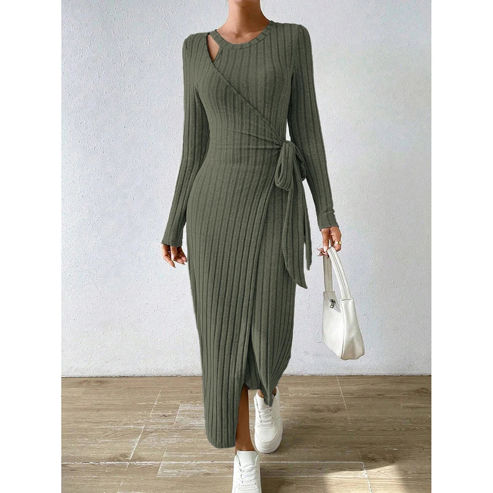 The Cozy Ribbed Midi Dress