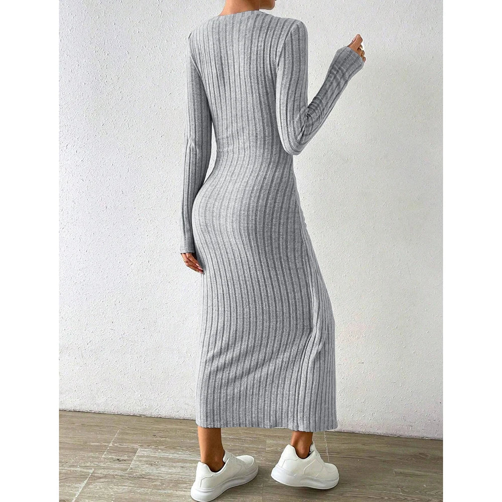 The Cozy Ribbed Midi Dress
