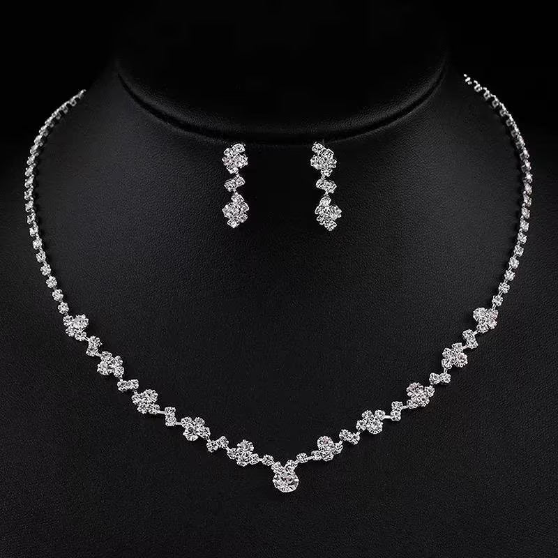 Bridal Jewellery Set, Princess Cut Shape Necklace Set, Sparkling Necklace, Bracelet and Earring Zirconia Jewellery, Jewellery Gift
