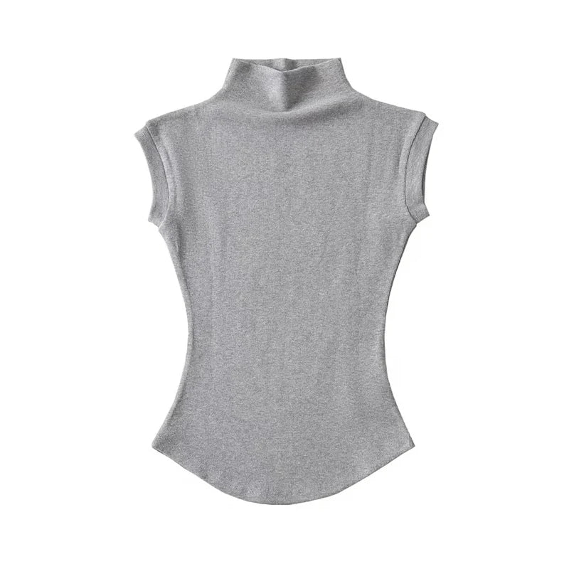 Mock Neck Sleeveless Top