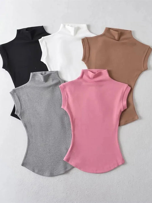Mock Neck Sleeveless Top