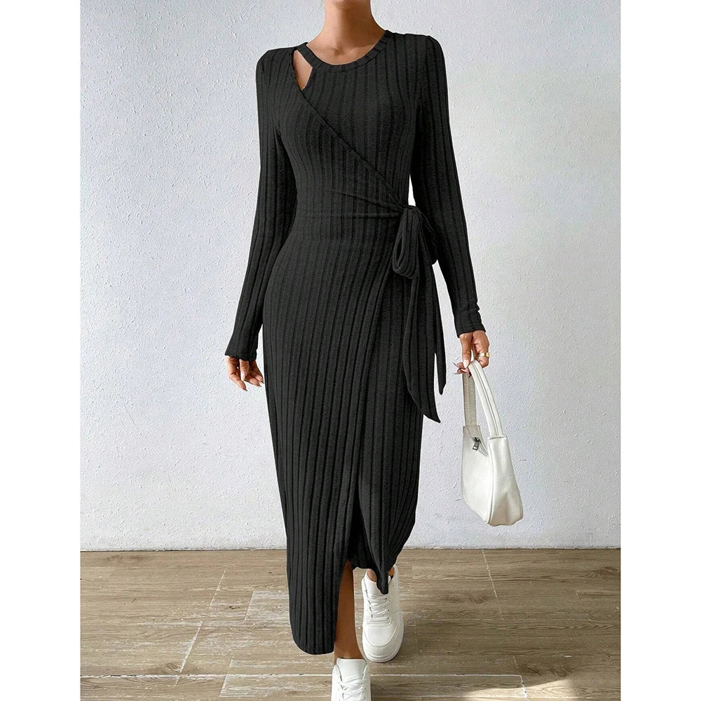 The Cozy Ribbed Midi Dress